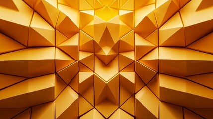 Obraz premium Golden Geometric Abstract Wall: A Symphony of Triangles and Light
