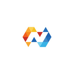 letter N pixel logo design.Colorful letter N logo vector template