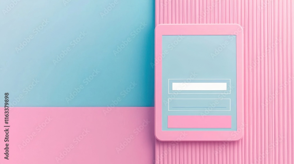 Poster register for account setup confirmation. pastel colored geometric composition with a simple design e