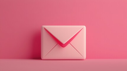 Register for account setup confirmation. Pink envelope on a matching pink background.