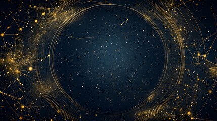 Abstract Golden Cosmic Design With Network Connections