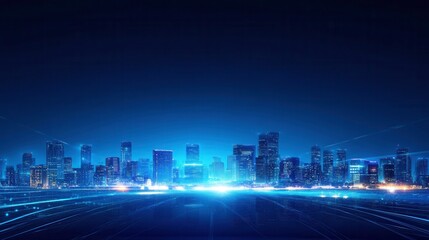 Fototapeta premium Vibrant City Skyline with Glowing Effects and Soft Light