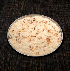 Peshawar biryani rice served in a large plate for family or group