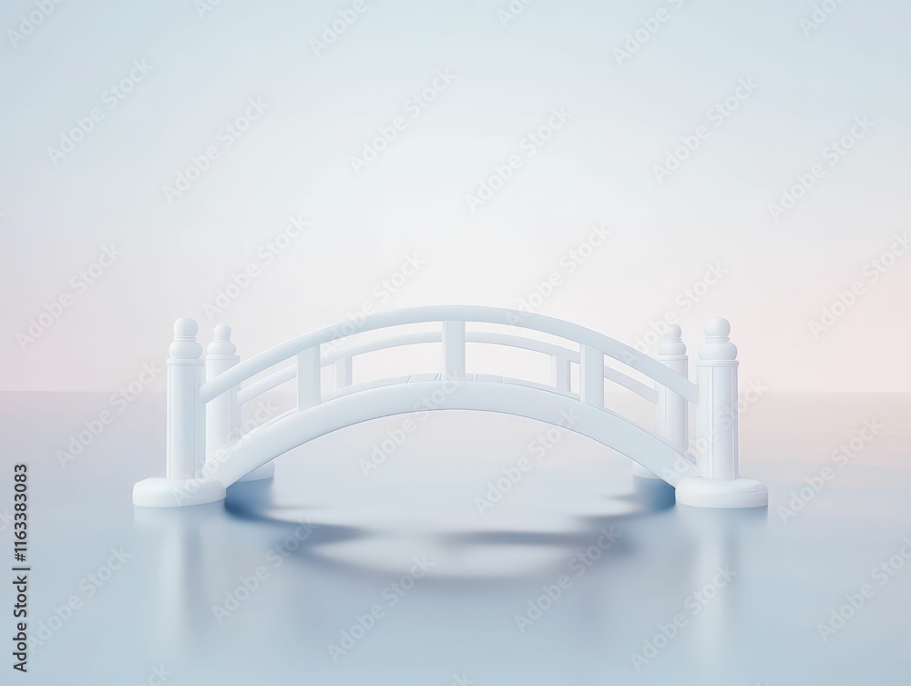 Poster 3d iconic bridge over calm river serene environment architectural model tranquil viewpoint symbolizi
