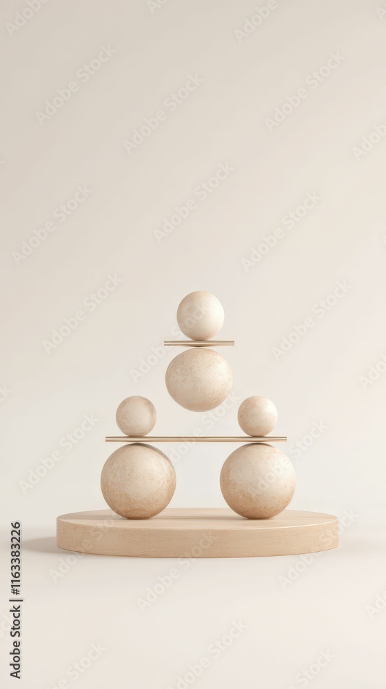 Poster minimalist 3d scaffolding structure artistic display modern gallery neutral tones aesthetic view con