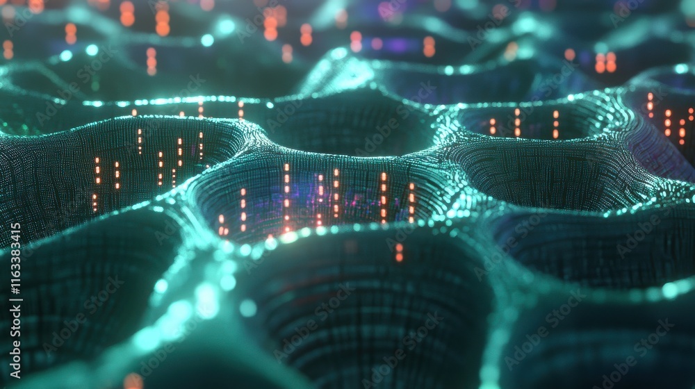 Poster vibrant digital networks with abstract design elements