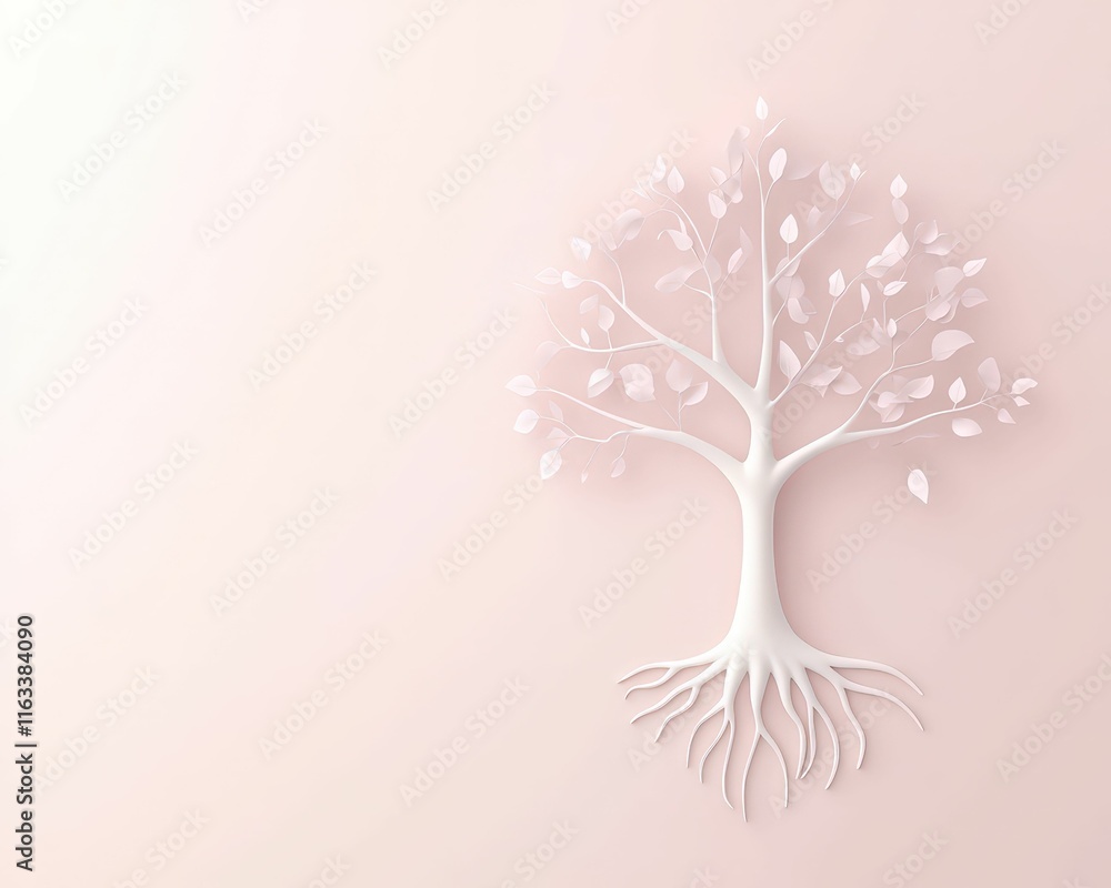 Poster 3d tree icon creation abstract roots and branches symbol digital minimalist environment side view na