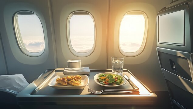 Airplane Meal with a View: First Class Flight Dining Experience