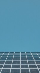 Minimalist Solar Panel Array Against Clear Blue Sky Capturing Renewable Energy and Sustainable Technology Concepts