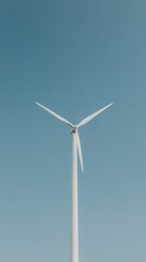 Wind Turbine Against Clear Blue Sky Capturing Renewable Energy in Minimalist Landscape
