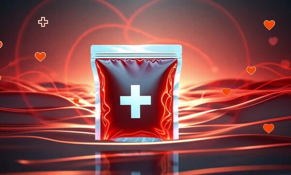 AI-A detailed illustration featuring blood and a transfusion process,highlighting the importance of blood donation,healthcare,and life-saving medical practices.Ideal for use in educational materials.