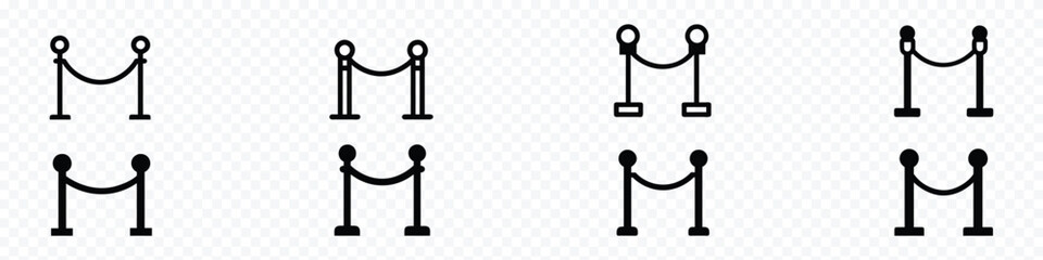Barrier rope icon set, barricade icon, Stand barrier or stanchion ropes flat vector icon, Barricade stand of theater vector icon © marufpro555777