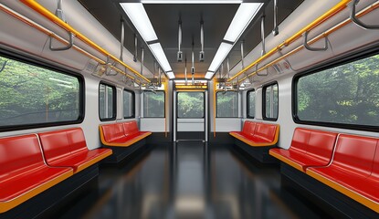 Fototapeta premium Modern Train Car Interior Design: A Sleek and Comfortable Ride