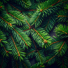 Naklejka premium Selective focus closeup shot of green pine tree branches