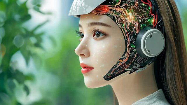 An artificial intelligence system embedded in a humanoid head is capable of generating innovative ideas, editing content, searching for answers to complex questions