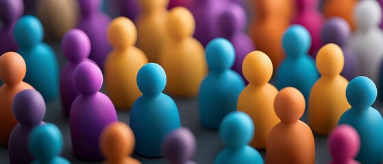 Colorful Market of Abstract Figures Representing Diversity, Community Engagement, Cooperation, and Global Citizenship in Business and Social Cohesion