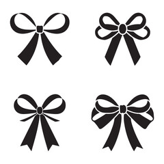 Set of decorative bow design. Bow vector silhouettes on white background