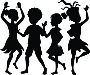 Obraz premium set consistent children dancing kwassa kwassa silhouette vector