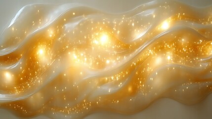 Golden Liquid Waves With Sparkling Lights