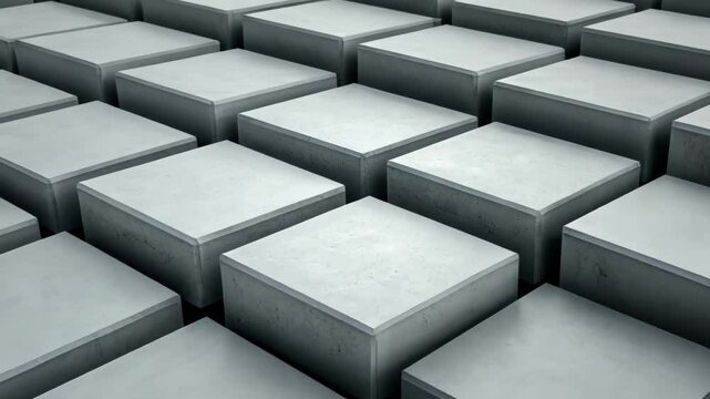 Undulating minimalist white cube grid pattern, Geometric abstract architectural design