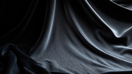 Fototapeta premium Dark Gray Draped Fabric, Elegant Smooth Texture Background