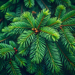 Obraz premium Selective focus closeup shot of green pine tree branches