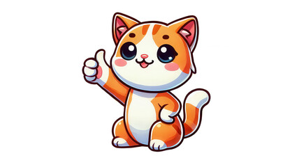 Obraz premium Playful cartoon cat giving thumbs up digital art whimsical cheerful concept