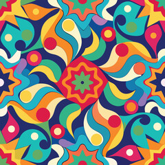 Obraz premium Abstract geometric pattern of farm food. Stylized poster with fruit and vegetables. Agriculture plants in cubism style. Contemporary art of healthy, natural, organic products. Flat vector 