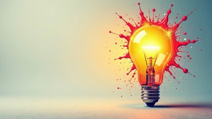 Illuminating Innovation A Radiant Lightbulb Exploding with Creative Energy and Vibrant Hues