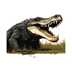 Obraz premium Alligator vector silhouette Graphic illustration