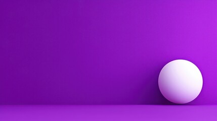 A minimalist design featuring a white sphere against a vibrant purple backdrop.