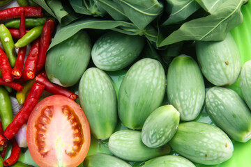Sayur lalapan, lalapan eat vegetables raw, fresh vegetables with raw spices that have not been processed