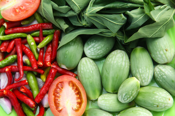 Sayur lalapan, lalapan eat vegetables raw, fresh vegetables with raw spices that have not been processed
