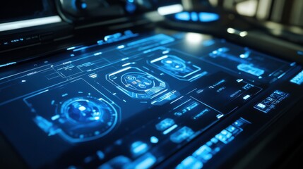 Futuristic Interface with Clean Design and Vibrant Lighting