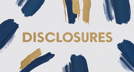 Fototapeta premium Disclosures text lettering on abstract brush strokes paint in plain white background