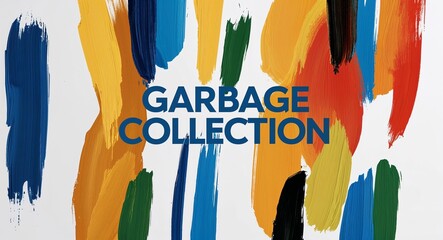 Fototapeta premium Garbage collection text lettering on abstract brush strokes paint in plain white background