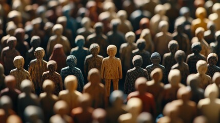 A sea of wooden figures: exploring themes of community, diversity, and individuality