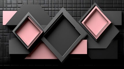 Fototapeta premium Abstract geometric shapes in pink and gray tones