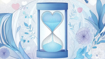 Fototapeta premium Abstract hourglass with heart shape, symbolizing love and time
