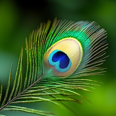 Obraz premium Vibrant Peacock Feather Displaying Stunning Colors and Patterns