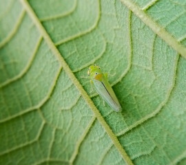  A small green animal on green plant