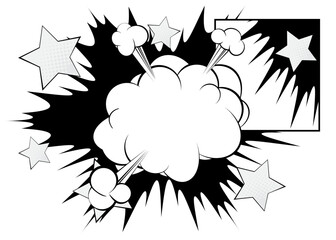 Cartoon White Background, Vector comic book Classic poster. Retro vector comics pop art design.