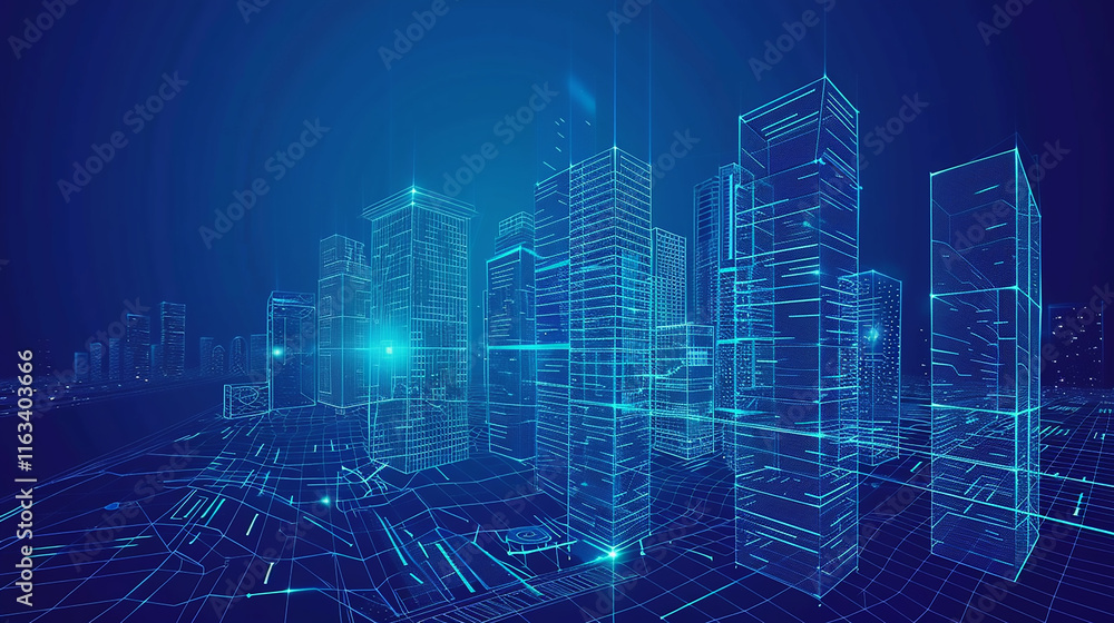 Poster futuristic neon cityscape for dynamic and tech-themed posts futuristic fintech innovations sleek dig
