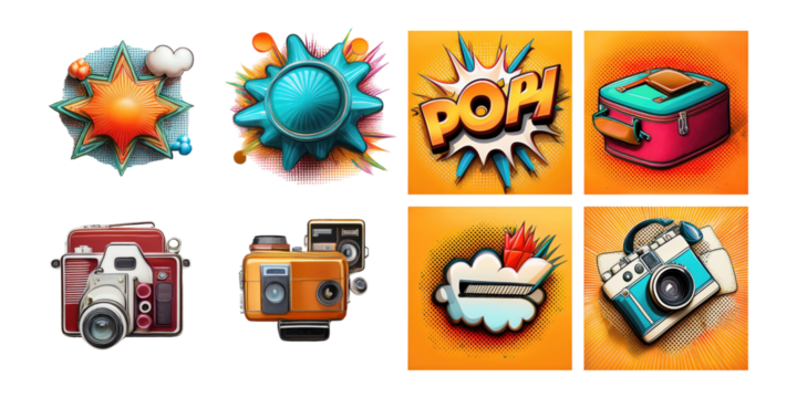 Colorful Comic Style Graphics for Creative Projects