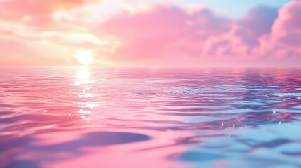 Pink Sunset Reflecting On Calm Ocean Water