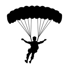 silhouette of a person with parachute flying jump vector