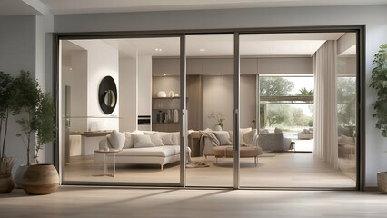 Obraz premium , Sliding door with aluminum fram