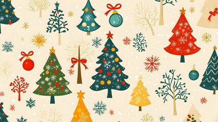 Festive Christmas Trees Winter Holiday Pattern Design