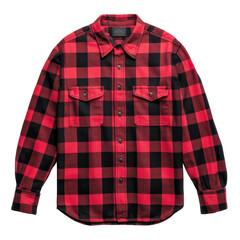 Red and Black Plaid Shirt with Buttoned Closure