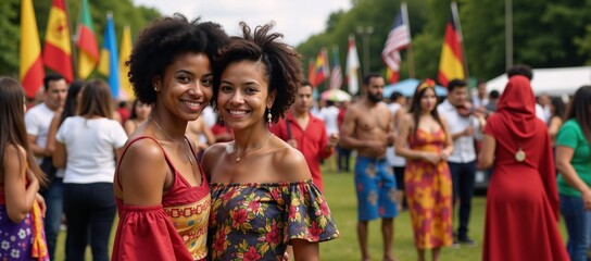 Fototapeta premium Celebration of Global Diversity on World Cultural Day A Multicultural Society Embracing African American Asian and Caucasian Culture with Pride and Tolerance